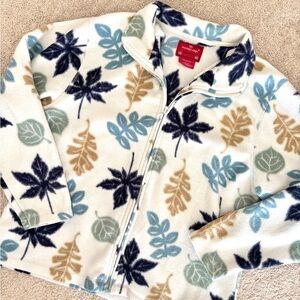 Northcrest Fall Leaves Blue, Green, & Brown Fleece Zip Up Sweatshirt